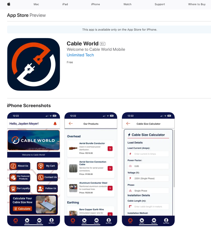 Cable World iOS App